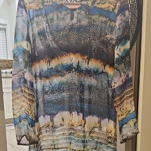 Elegant Multicolor Sheer Women's Blouse